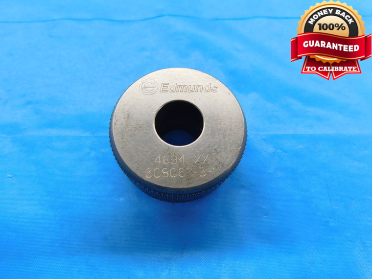 .4694 CLASS XX MASTER PLAIN BORE RING GAGE .4688 +.0006 OVERSIZE 15/32 12 mm - DW16157AL1