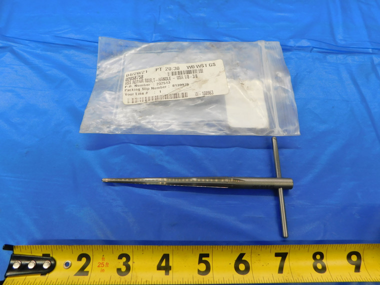 APT 1/8 - 3/8 O.D. HSS REPAIR REAMER .345" SHANK SPIRAL 6 FLUTE 5 5/8 OAL - MB7222AS2