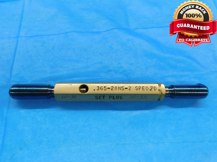 .365 28 NS 2 SPECIAL SET THREAD PLUG GAGE .3650 GO NO GO P.D.'S = .3398 & .3365 - DW16050LVR