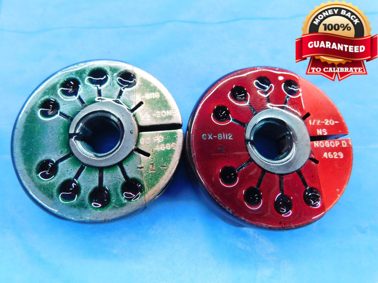 1/2 20 NS THREAD RING GAGES .5 .50 .500 GO NO GO P.D.'S = .4666 & .4629 SPECIAL - DW16148LVR