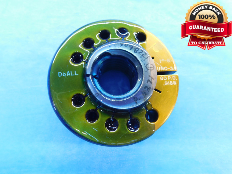 1" 8 UNC 3A THREAD RING GAGE 1.0 1.00 1.000 1.0000 GO ONLY P.D. = .9188 CHECK - DW16238RD