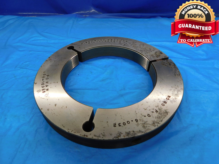 6 1/16 12 UNJS 3A THREAD RING GAGE 6.0625 NO GO ONLY P.D. = 6.0032 INSPECTION - DW16270RD