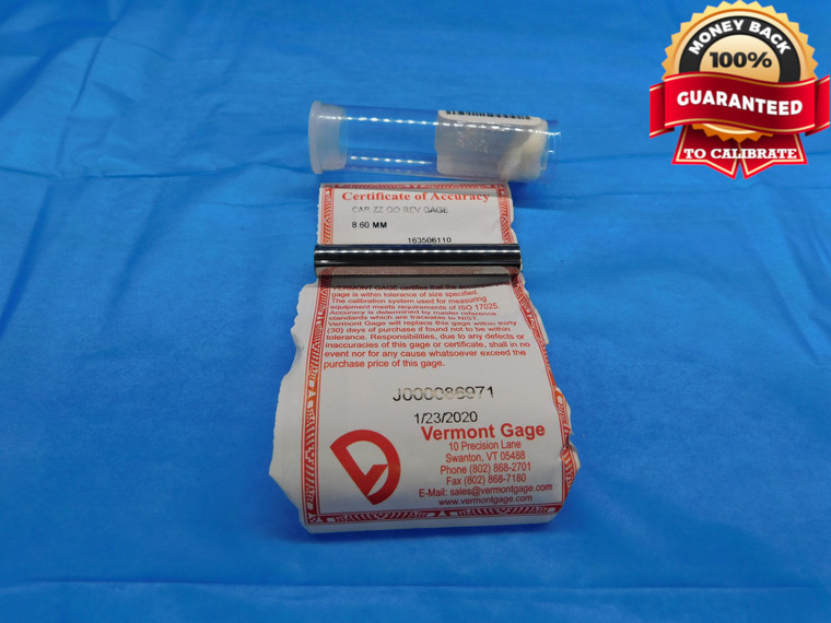 NEW 8.60 CLASS ZZ CARBIDE PIN PLUG GAGE 9.000 -.400 UNDERSIZE 9 mm .3386 8.600 - DW16413AZ1