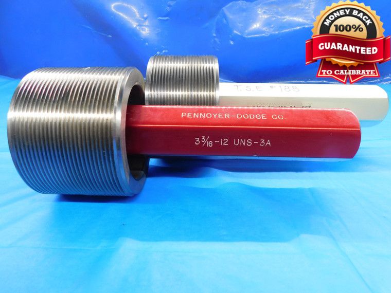 3 3/16 12 UNS 3A SET THREAD PLUG GAGE 3.1875 GO NO GO P.D.'S = 3.1334 & 3.1287 - DW16438LVR