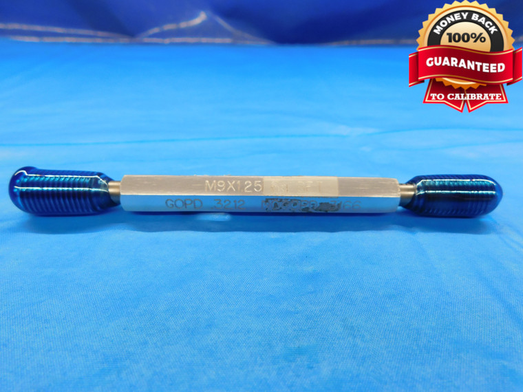 M9 X 1.25 6g METRIC SET THREAD PLUG GAGE 9 GO NO GO P.D.'S = .3212 & .3166 CHECK - DW16446LVR