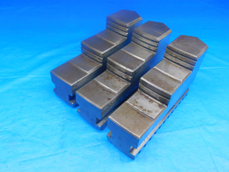 SET 3 STEEL CHUCK JAWS DOUBLE STEP SERRATED .550" SLOT SOUTHBEND CNC LATHE MILL - AR7754RDT