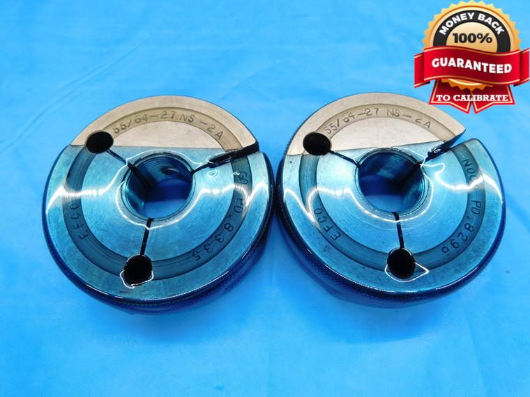 55/64 27 NS 2A THREAD RING GAGES .8593 GO NO GO P.D.'S = .8335 & .8296 UNS-2A - DW16696AW2