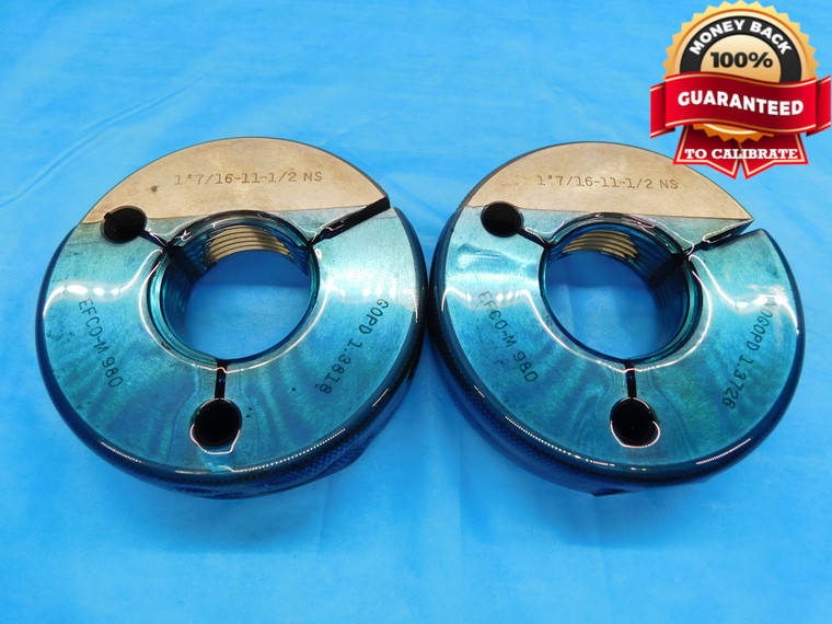 1 7/16 11 1/2 NS THREAD RING GAGES 1.4375 GO NO GO P.D.'S = 1.3818 & 1.3726 - DW16697AW2