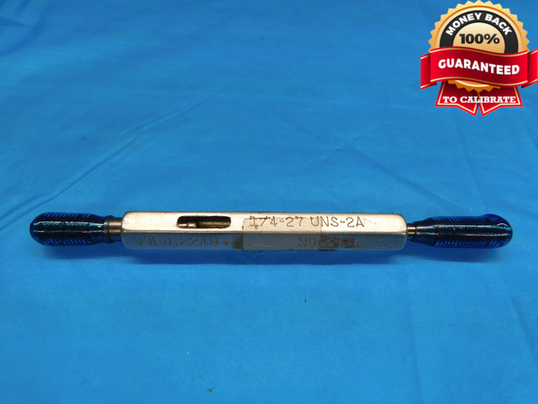 1/4 27 UNS 2A SET THREAD PLUG GAGE .25 .250 GO NO GO P.D.'S = .2249 & .2214 - DW16718AW2
