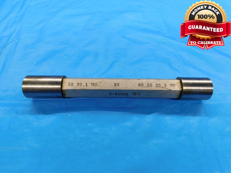 20.1 & 20.3 CL XX mm PIN PLUG GAGE GO NO GO 20.000 +.100 20 .7913 20.100 20.300 - DW16785LVR