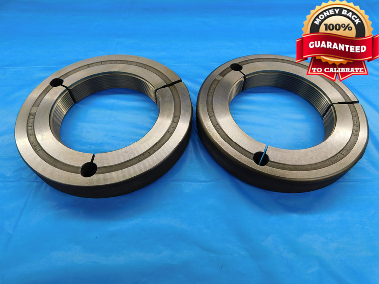 4" 12 UN 2A LEFT HAND THREAD RING GAGES 4.0 GO NO GO P.D.'S = 3.9439 & 3.9374 - DW16844AW2