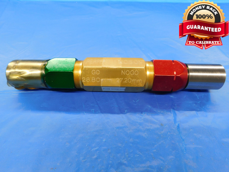 26.80 & 27.20 METRIC PIN PLUG GAGE GO NO GO 27.000 -.200 27 1.0551 26.800 27.200 - AS0045LVR