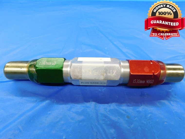 14.80 & 15.20 CL Z mm PIN PLUG GAGE GO NO GO 15.000 -.200 15 .5827 14.800 15.200 - AS0047LVR