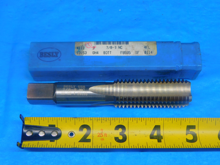 BESLY 7/8 9 NC GH-4 HSS BOTTOMING TAP 4 STRAIGHT FLUTE .875 USA F8595 GH4 - AR8191AZ2