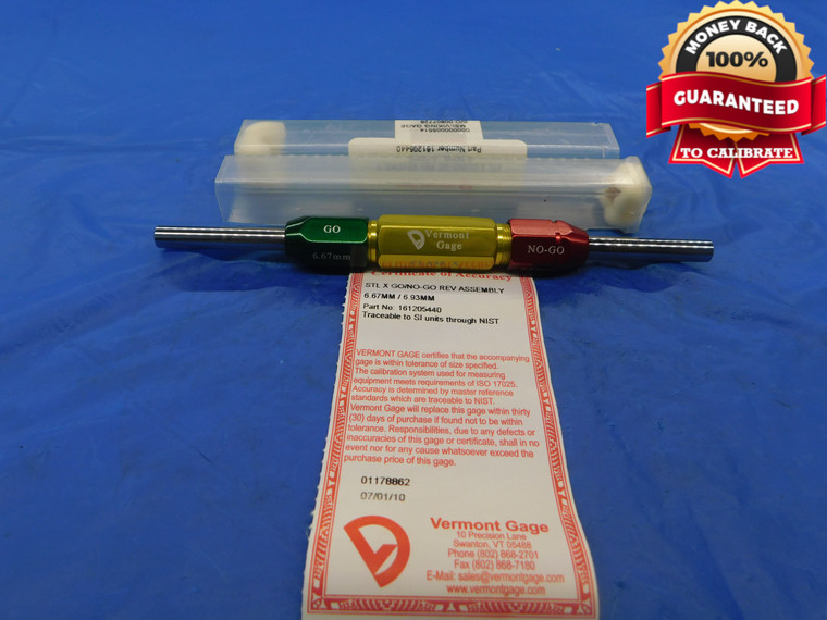 6.67 & 6.93 CL X METRIC PIN PLUG GAGE GO NO GO 7.000 -.330 7 .2626 6.670 6.930 - AS0210RD