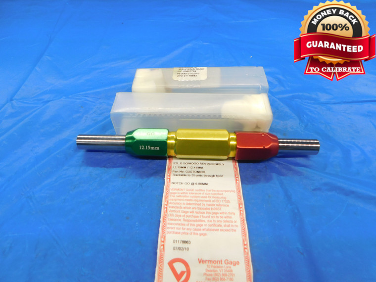 12.15 & 12.41 CL X mm PIN PLUG GAGE GO NO GO 12.000 +.150 12 .4783 12.150 12.410 - AS0205RD