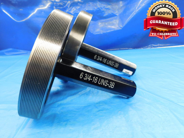 6 3/4 16 UNS 3B THREAD PLUG GAGE 6.75 6.750 GO NO GO P.D.'S = 6.7094 & 6.7156 - DW16934AW2