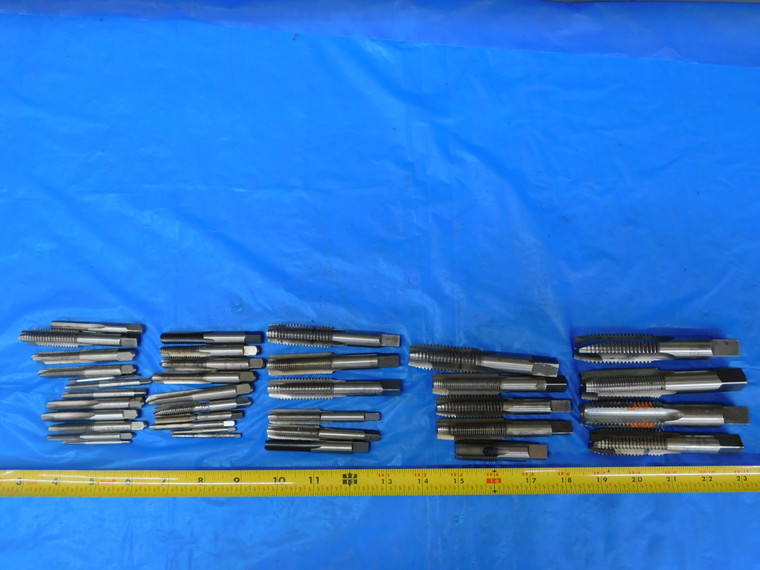 37 PC LOT HSS TAPS SIZES INCLUDE 3/8 - 24 NF, 7/16 -20 NF, 7/8 - 9 NC MACHINIST - MB8513AZ2