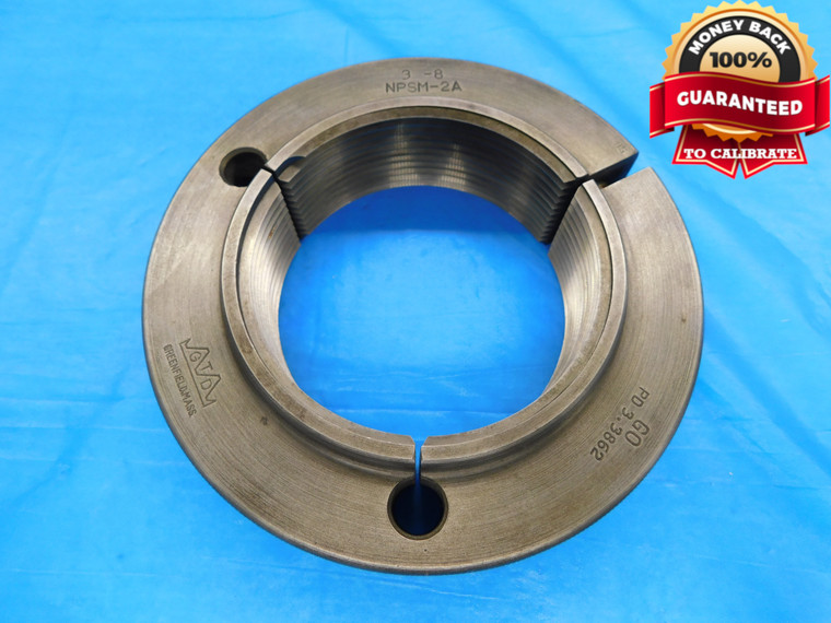 3" 8 NPSM 2A PIPE THREAD RING GAGE 3.0 3.00 3.000 3.0000 GO ONLY P.D. = 3.3862 - DW16961AW2