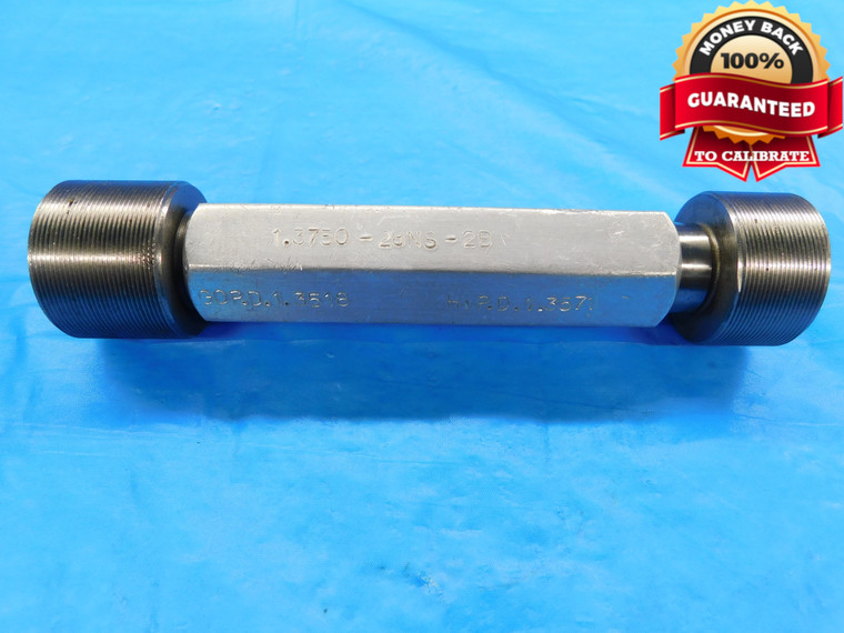 BUDGET 1 3/8 28 NS 2B THREAD PLUG GAGE 1.375 GO NO GO P.D.'S = 1.3518 & 1.3571 - DW16996AW2