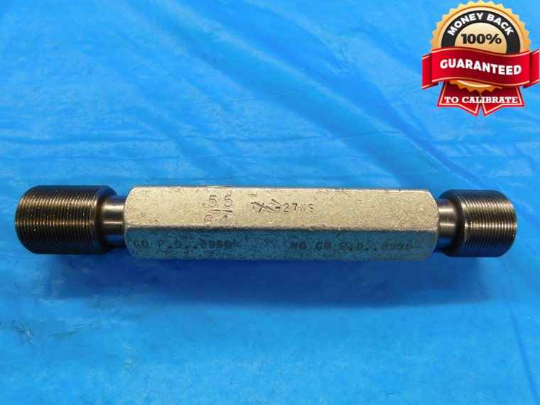 BUDGET 55/64 27 NS THREAD PLUG GAGE .8593 GO NO GO P.D.'S = .8350 & .8390 - DW17012AW2