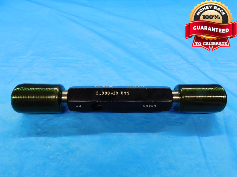 1" 18 UNS SPECIAL SET THREAD PLUG GAGE 1.0 1.00 GO NO GO P.D.'S = .9585 & .9538 - DW17034AW2
