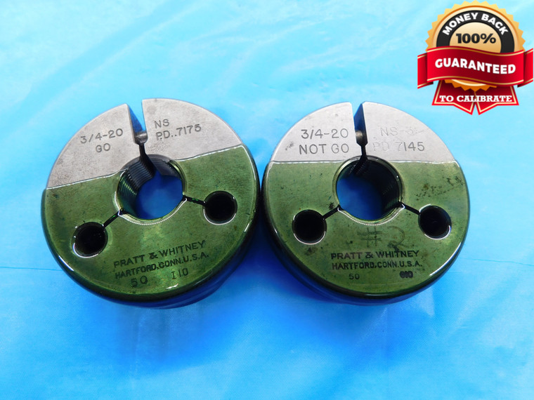 3/4 20 NS 3 THREAD RING GAGES .75 .750 .7500 GO NO GO P.D.'S = .7175 & .7145 - DW17056RD