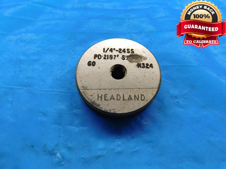 1/4 24 SS SOLID THREAD RING GAGE .25 .250 .2500 GO ONLY P.D. = .2187 INSPECTION - DW17058RD