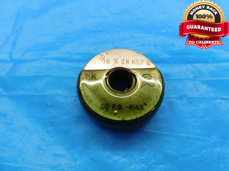 7/16 28 NEF 2 LEFT HAND SOLID THREAD RING GAGE .4375 GO ONLY P.D. = .4143 3A - DW17076RD
