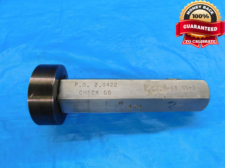 BUDGET 2 1/16 48 NS 3 SET THREAD PLUG GAGE 2.0625 GO ONLY P.D. = 2.0422 CHECK - DW17094RD