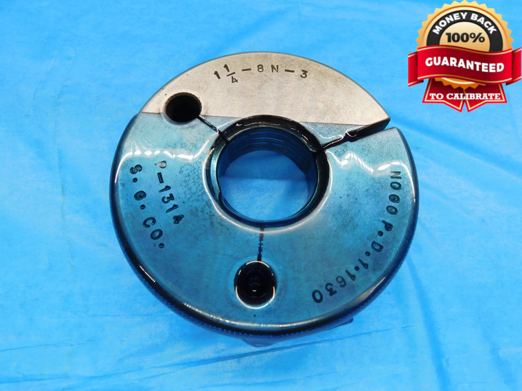 1 1/4 8 N 3 THREAD RING GAGE 1.25 1.250 1.2500 NO GO ONLY P.D. = 1.1630 CHECK - DW17142AW2