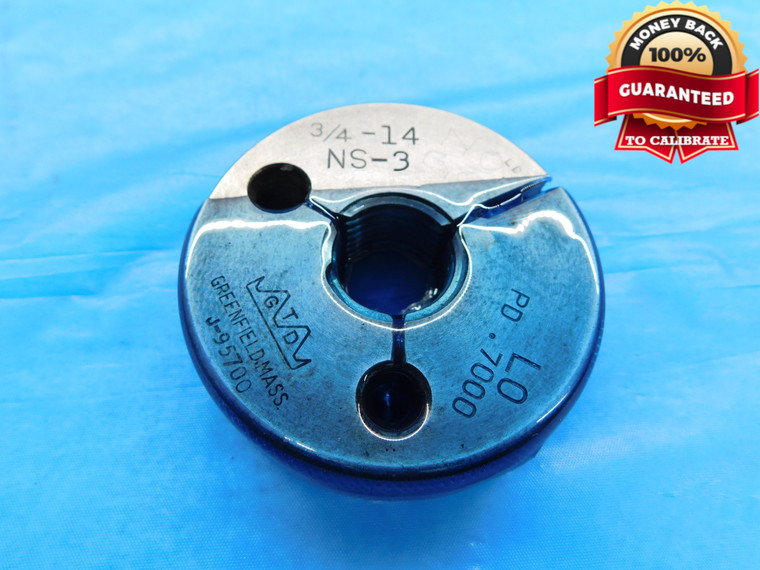 3/4 14 NS 3 THREAD RING GAGE .75 .750 .7500 NO GO ONLY P.D. = .7000 INSPECTION - DW17173AW2