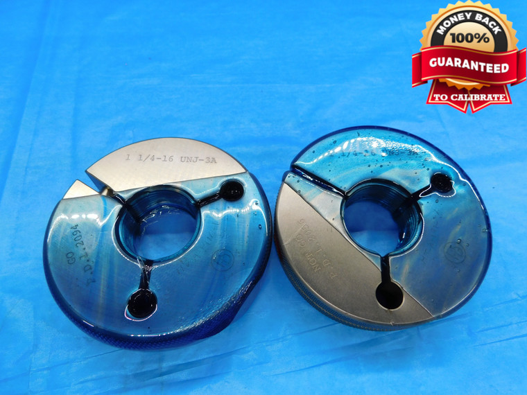 1 1/4 16 UNJ 3A THREAD RING GAGES 1.25 1.250 GO NO GO P.D.'S = 1.2094 & 1.2056 - DW17187AX2