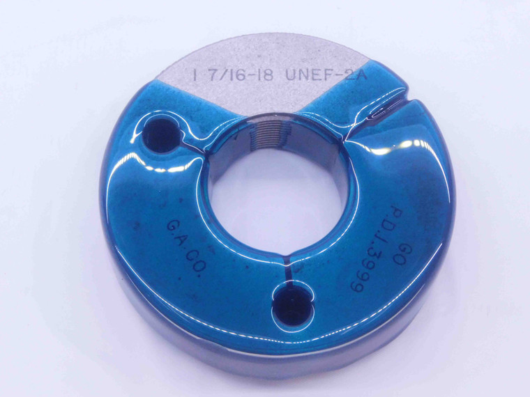 1 7/16 18 UNEF 2A THREAD RING GAGE 1.4375 GO ONLY P.D. = 1.3999 INSPECTION CHECK - DW17218AW2