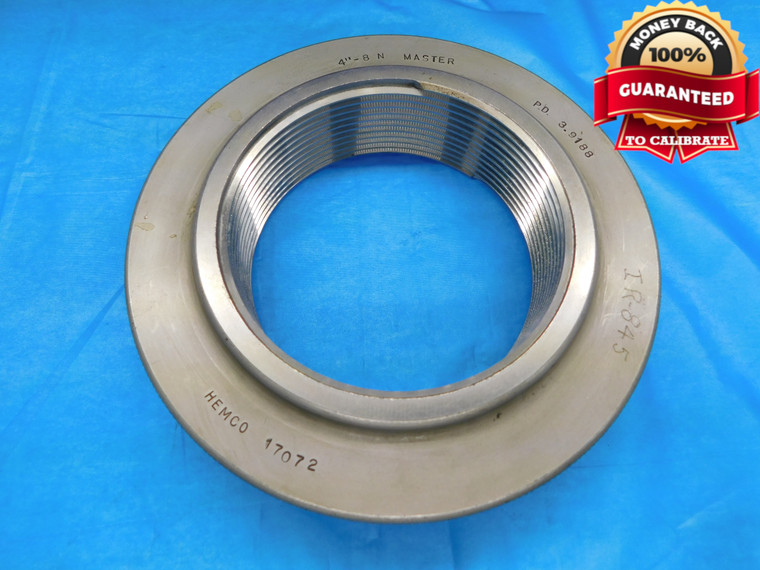 4" 8 N SOLID MASTER THREAD RING GAGE 4.0 4.00 4.000 UN-3A GO ONLY P.D. = 3.9188 - DW17300AW2