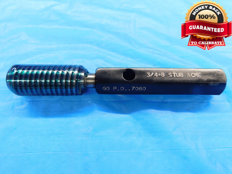 3/4 8 STUB ACME LEFT HAND DOUBLE LEAD SET THREAD PLUG GAGE .75 GO ONLY PD= .7060 - DW17436AW2