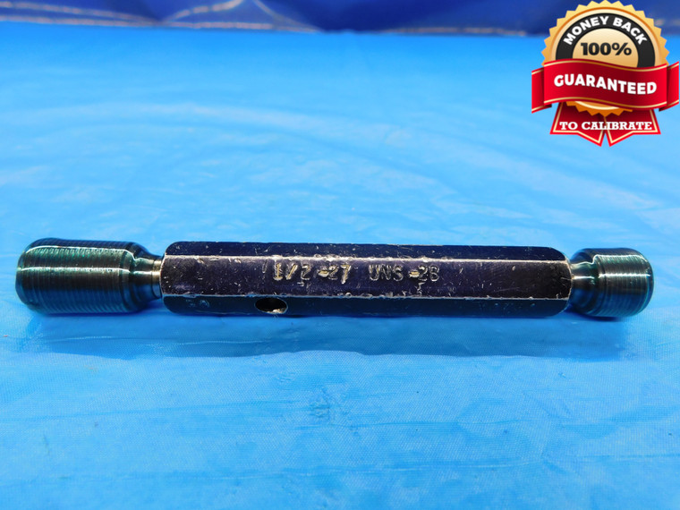 1/2 27 UNS 2B THREAD PLUG GAGE .5 .50 .500 .5000 GO NO GO P.D.'S = .4759 & .4807 - DW17478AW2