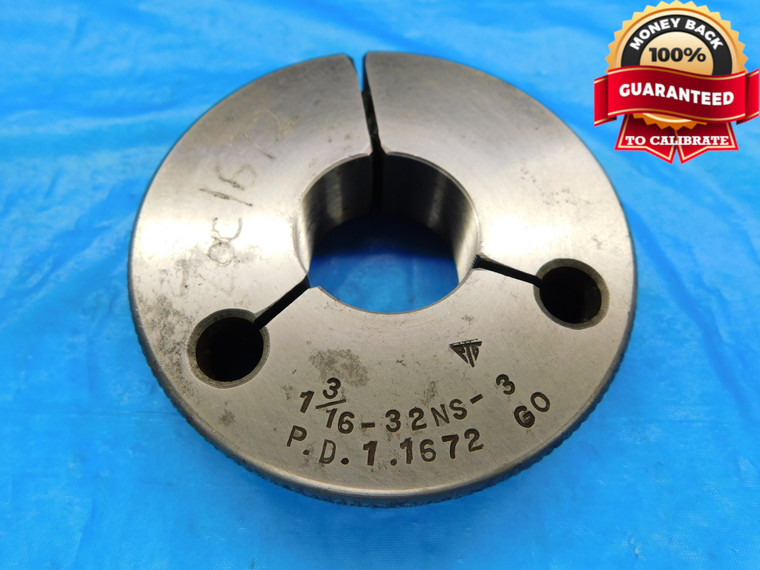 1 3/16 32 NS 3 THREAD RING GAGE 1.1875 GO ONLY P.D. = 1.1672 INSPECTION CHECK - DW17572RD