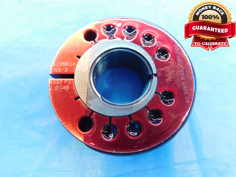 1 1/8 14 NS 3 THREAD RING GAGE 1.125 1.1250 NO GO ONLY P.D. = 1.0746 INSPECTION - DW17573RD