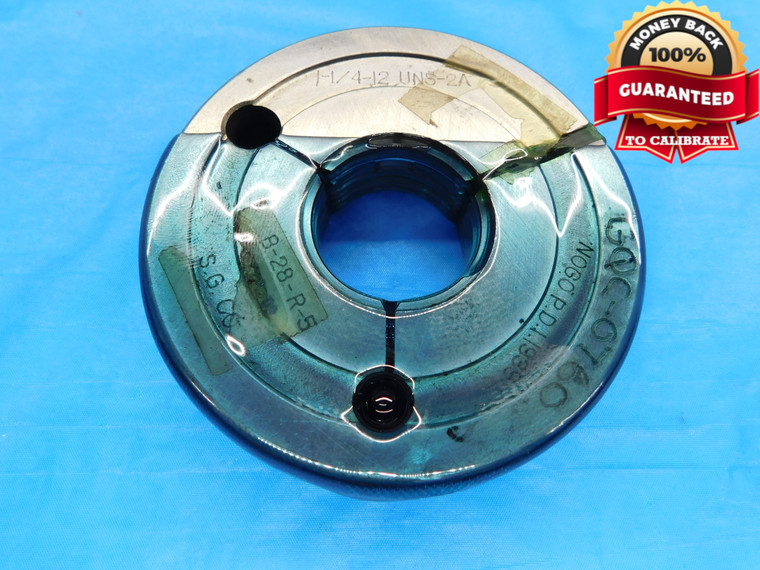 1 1/4 12 UNS 2A SPECIAL THREAD RING GAGE 1.25 1.250 NO GO ONLY P.D. = 1.1939 - DW17613LVR