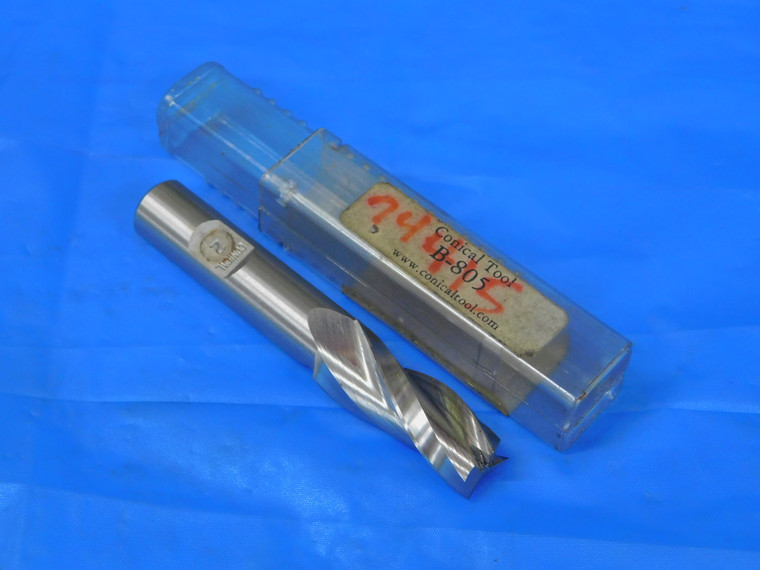 NEW CONICAL 1/2 x .5873" O.D. TAPERED HSS END MILL 1/2 SHANK 3 FL B-805 2 DEGREE - MB9214AZ2
