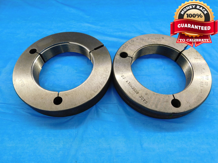 M88 X 2 6g METRIC THREAD RING GAGES 88 2.0 GO NO GO P.D.'S = 86.663 & 86.483 - DW17730BB2