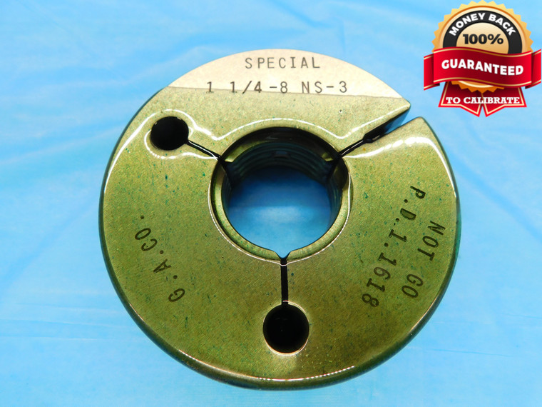 1 1/4 8 NS 3 SPECIAL THREAD RING GAGE 1.25 1.250 1.2500 NO GO ONLY P.D. = 1.1618 - DW17758BG2