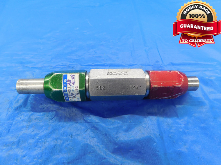 .5120 & .5260 PIN PLUG GAGE GO NO GO .5156 -.0036 33/64 13 mm .512 .526 - AS1525BB2