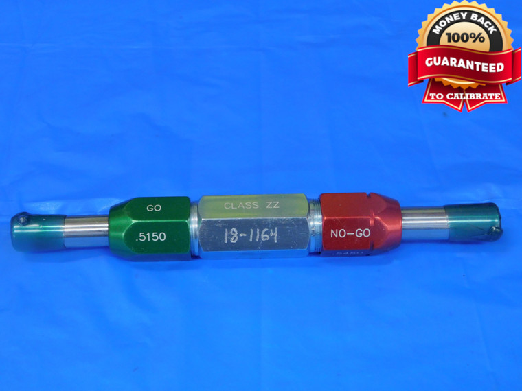 .5150 & .5450 CL ZZ PIN PLUG GAGE GO NO GO .5156 -.0006 33/64 13 mm .515 .545 - MB9570BB2