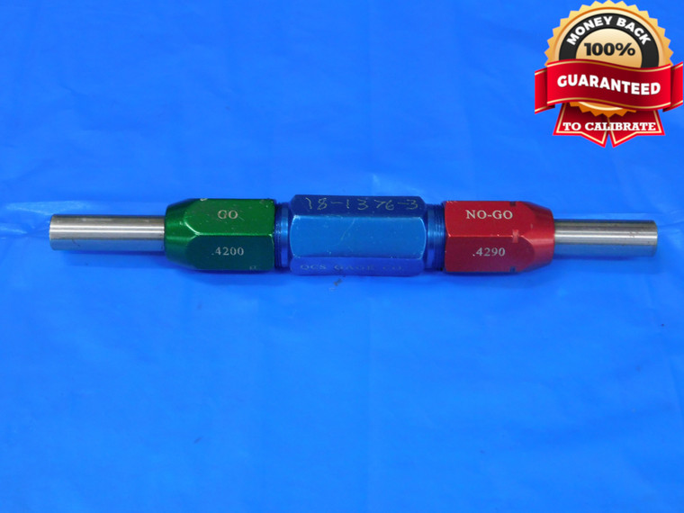 .4200 & .4290 CL XX PIN PLUG GAGE GO NO GO .4219 -.0019 27/64 11 mm .420 .429 - MB9576BB2
