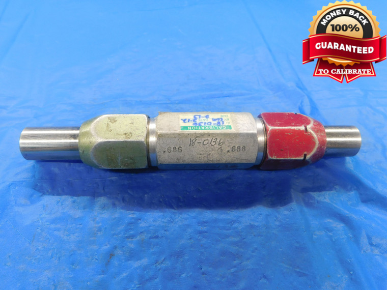 .6860 & .6880 PIN PLUG GAGE GO NO GO .6875 +.0005 11/16 17.424 mm .686 .688 - AS1711BB2
