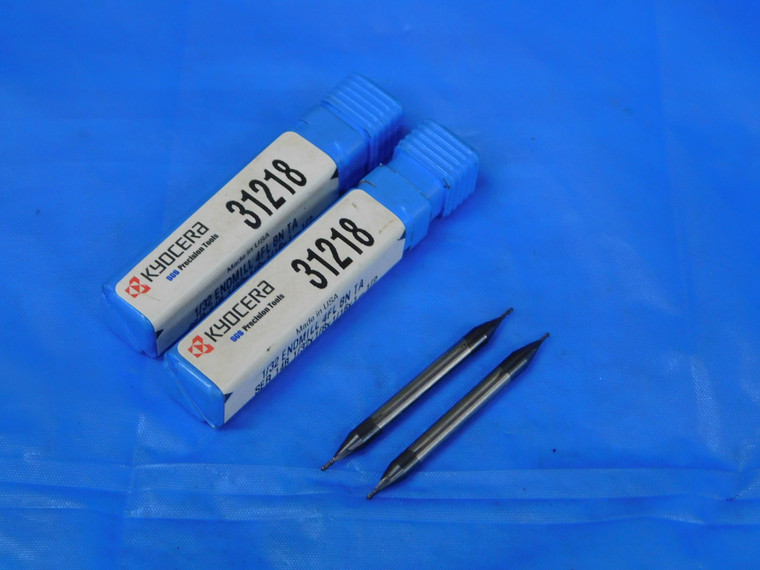 2PC KYOCERA SGS 1/32 O.D. 1/16 LOC CARBIDE END MILL 1/8 SHANK 4 FL 31218 .03125 - MB9705BK2