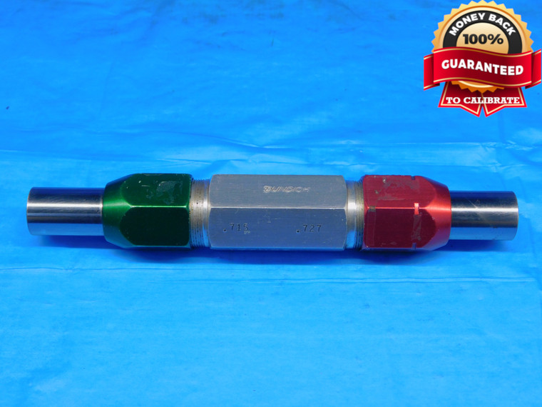 .7150 & .7270 PIN PLUG GAGE GO NO GO .7188 -.0038 23/32 18 mm .715 .727 DUNDICK - AR9550BB2