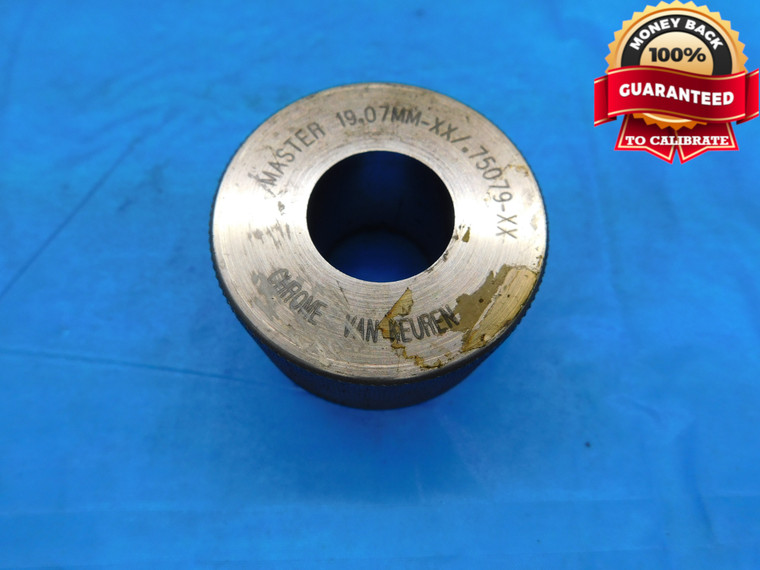 19.070 CL XX MASTER PLAIN BORE RING GAGE 19.000 +.070 OVERSIZE 19 mm .7508 19.07 - DW17987BB2